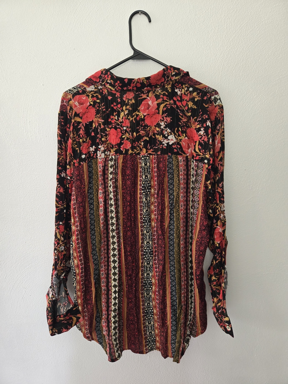 Hope Springs Floral Button-Down Shirt in Black and Red - Picture 6 of 9